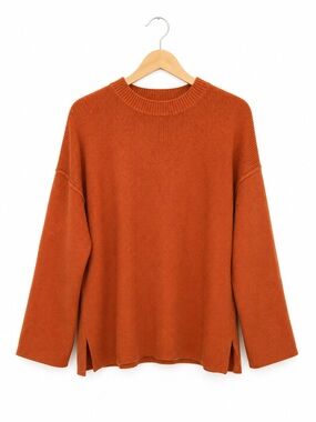 NWT Allfenix Finley 100% Cotton Rust Orange Knit Sweater Large Oversized